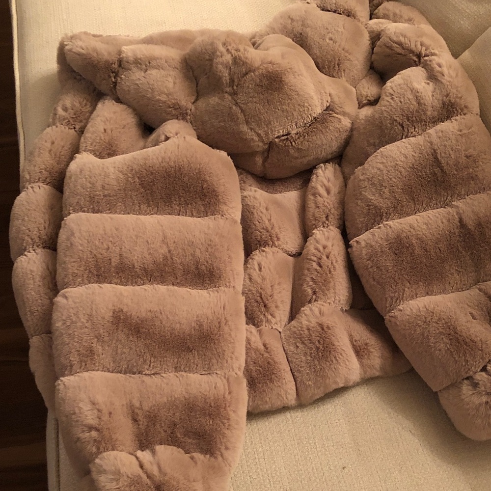 BCBGMaxAzria Plush Teddy Jacket in Soft Tan - Picture 3 of 4